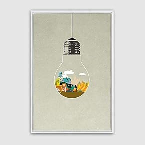 Framed Canvas Wall Art Bottle and Bulb Canvas Prints Home Artwork Decoration for Living Room,Bedroom - 16x24 inches