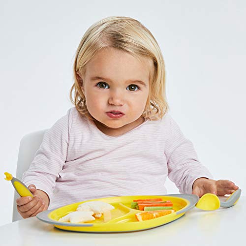 b.box Toddler Easy Grip Cutlery Set with Case, Lemon Sherbet, Includes 1 Spoon and 1 Fork, BPA-Free, Phthalates & PVC Free, Dishwasher Safe