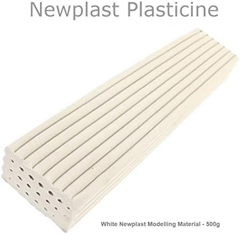 White Newplast Plasticine Modelling Clay Animators Choice Moulding Material Non Toxic Non Hardening Bar (3 Blocks - 1.5KG) by Newclay