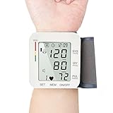 Digital Wrist Blood Pressure Monitor Cuff Electric BP Check Machine Portable Clinical Automatic with Case LCD Display Heart Beat Monitoring for Home Use (White)