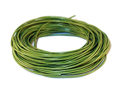 Cords Craft 1 mm Leather Necklace Cord Round Genuine Leather, Handmade for Jewelry Making 10 Meters (10.93 Yards) Cording for Craft Work & DIY Project Green