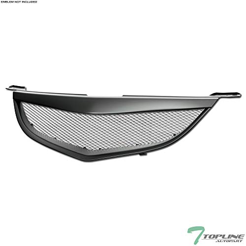 Topline Autopart Matte Black Aluminum Mesh Front Hood Bumper Grill Grille ABS For 04-06 Mazda 3 Mazda3 4 Door Sedan