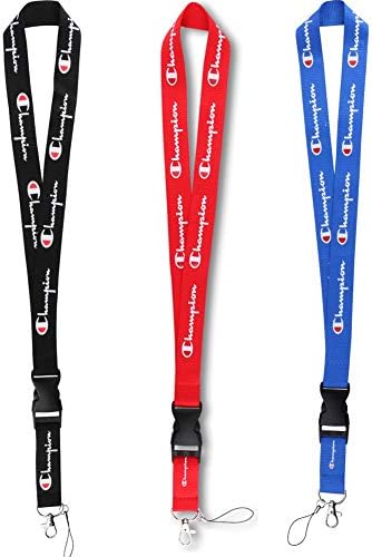 Lanyard with Hook and Buckle, Black Red Blue Keychains Lanyard for Keys Phones ID Badge Holder Bags Accessories Exhibition Conference with Quick Release Buckle 3 Pack Black Red Blue