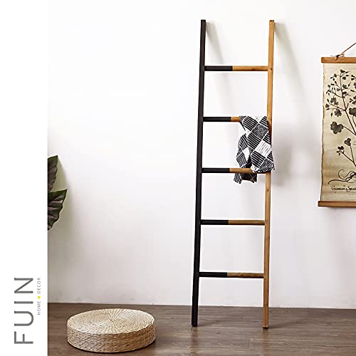 FUIN 5 Ft (65") Wood Decorative Wall Leaning Blanket Ladders Storage