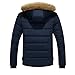 Men’s Winter Outdoor Down Zipper Thick Jacket Outwear Puffer Coats with Fax Fur Hoodie (XS, Blue)