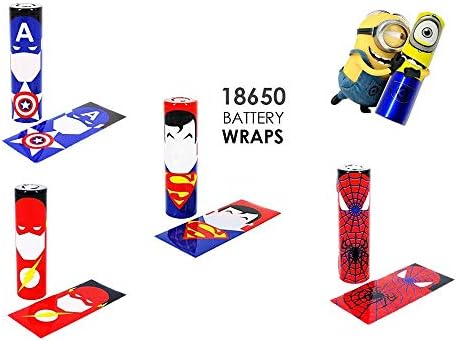 100-Pack Assorted #6 Pre Cut 18650 Battery Wraps Cover Protective Sleeve Heat Shrink Wrap 71mm 30mm Tube Tubing Film for DIY Lithium Sleeve Protective Vape 18350 Covers Plastic Hero Cartoons