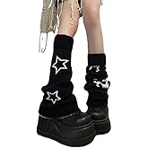 heyheyshine Y2k Star Skull Print Two Side Wear Knitted Leg Warmers Socks Punk Girls Japanese Kawaii Streetwear Leg Cover