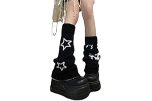 heyheyshine Y2k Star Skull Print Two Side Wear Knitted Leg Warmers Socks Punk Girls Japanese Kawaii Streetwear Leg Cover