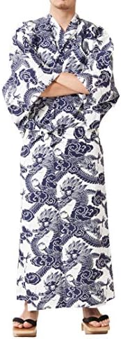 Tokyoin Traditional Made in Japan Cotton Yukata Robe (Japanese Pajama Kimono) Easy Wearing Unisex Design OBI Yukata set2