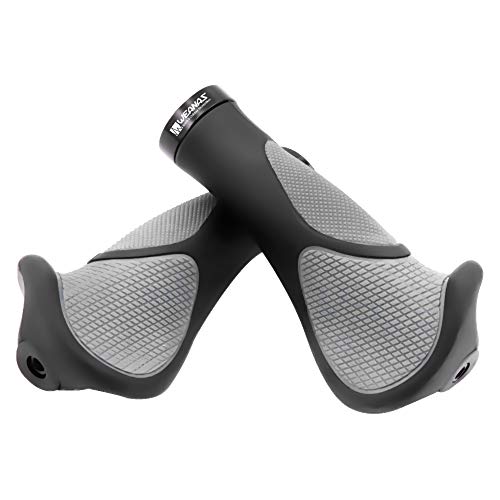 HikeGeek New Generation Bike Handlebar Grip Soft Gel Inserts Shock Resistance Ergonomics Comfort Design with G2 Screw Lock 1 Pair for Bicycle MTB XC FR Cyling (Ergonomics)