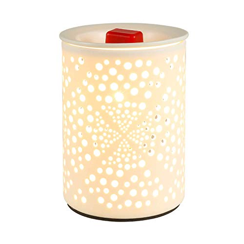 SUNPIN Ceramic Wax Warmer, White Hollowed Electric Fragrance Candle Warmer for Warming Scented Candles,Wax Melts – Spa,Aromatherapy(Snowflake Pattern) (White)