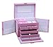 SHINING IMAGE HUGE PINK LEATHER JEWELRY BOX / CASE / STORAGE / ORGANIZER WITH TRAVEL CASE AND LOCK