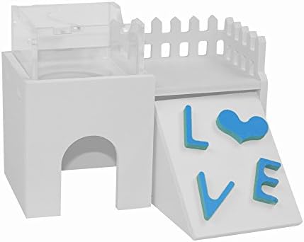 Dalle Craft Double-layer Multifunctional Sleep Nest Hideaway Castle Hideout Restaurant for Dwarf Hamster or mice with Natural Gym Toy (White)