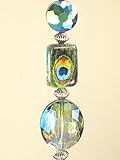 Peacock Feather & Amber Glass Ceiling Fan Pull