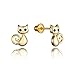 14k Gold Plated Brass Cat Cubic Zirconia Screwback Baby Girls Earrings with Sterling Silver Post