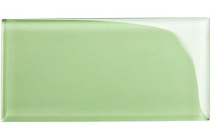 Giorbello Glass Subway Backsplash Tile, 3 x 6, Powder Room Green, Sample Tile (1 Piece)