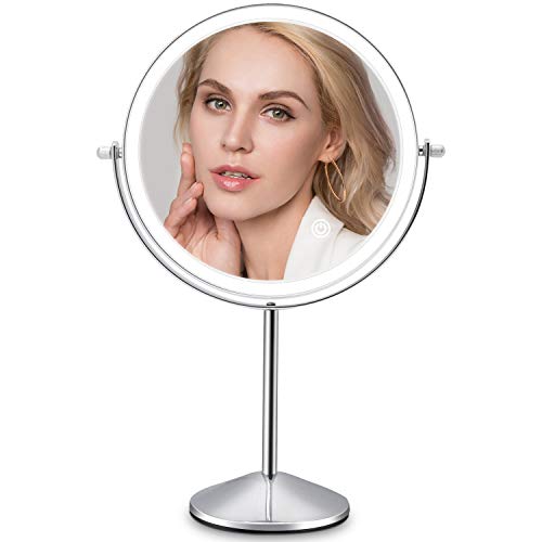 Rechargeable Lighted Makeup Vanity Mirror with Magnification, 8 Inch