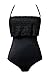 Swimdress,YaYa Bay Womens Sexy Retro Vintage Crochet Lace Halter Straps Ruched One Piece Swimsuit Large Size Black