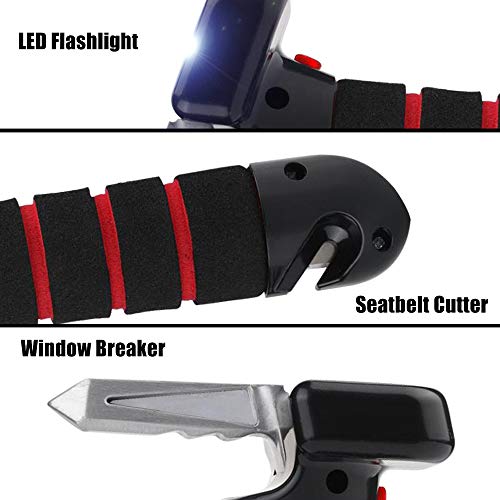 BREADEEP Car Assist Handle Cane, All-in-1 Grab Bar with Portable Safety Hammer, Built in LED Flashlight, Window Breaker and Seatbelt Cutter - Auto Standing Aid & Emergency Escape Tools