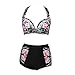 Walant Women's Halter Floral Print High Waisted Swimsuit Bathing Suits Bikini Style 2 Large