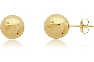 14K Gold Stud Earrings for Women | Yellow Solid Gold Ball Earrings | 4MM-8MM Hypoallergenic Small Real 14K Button Ball Stud Earring for Women & Men by MAX + STONE