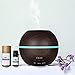 300ml Aromatherapy Essential Oil Diffuser, Ultrasonic Cool Mist Humidifier, 4Timer Settings, 2 Misting Modes, 7-Color LED Light and Waterless Auto Shut-off, Dark Wood Grain by MIU COLOR.