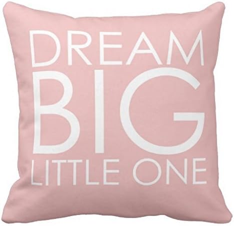 Pink Pillow Case Cover Dream Big Little Girls Nursery 16 x 16 Inches