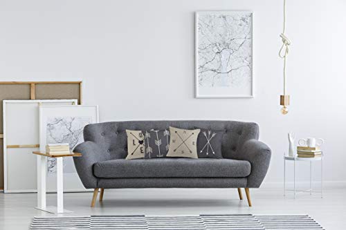 Hermosa Collection Contemporary Decorative Throw Pillow Covers (4 Pc. Set) 18 x 18 Cotton Linen Squares | Boho Neutral Colors | Living Room, Bedroom, Patio Decor | Couch, Sofa, and Bed Accessories
