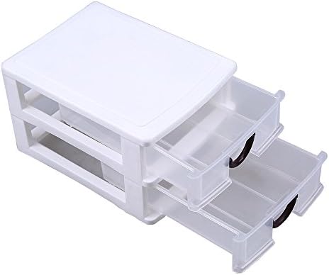 WCIC Drawer Unit, Storage Drawer Organizer Box White Frame with Clear with 2 Stacking Drawers
