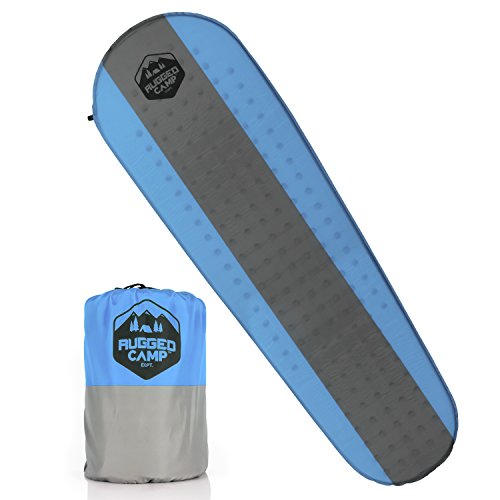 Rugged Camp Self Inflating Sleeping Pad - Sleep Comfortably in The Outdoors - Camping Gear and Accessories for Hiking, Backpacking, Travel - Lightweight and Compact Camping Mat (Blue)