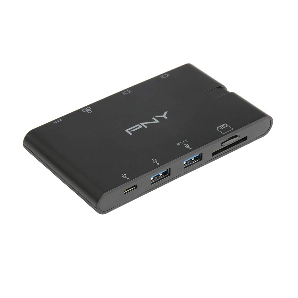 PNY 9 in 1 Mini Portable USB-C Power Hub, Black