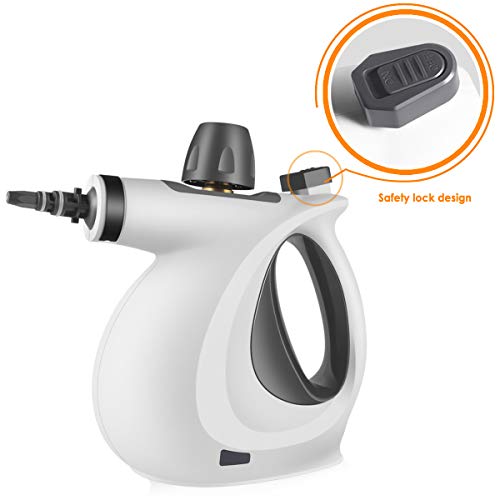 Cakie Upda Handheld Pressurized Cleaner with 9-Piece Accessory Set Purpose and Multi-Surface All Natural, Chemical-Free Steam Cleaning for Home, Auto, Patio, More(New Update), 2019-new