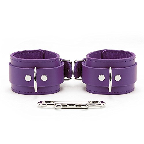 Leather Innovations Alexis Wrist and Ankle Cuffs Handmade Lambskin Leather Handcuffs and Leg Cuffs (Purple, Wrist)