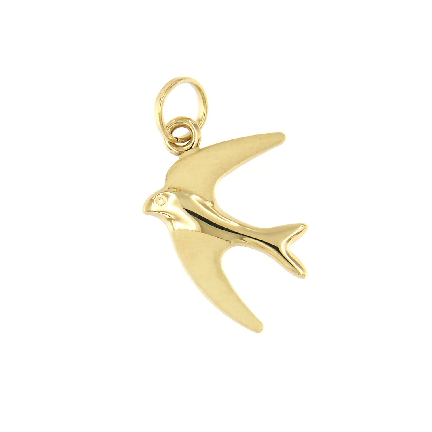 Lucchetta - Wings of Liberty Swallow Pendant in 14ct Yellow Gold, Travel and Home Symbol, Pendants for Necklaces Womens Girls