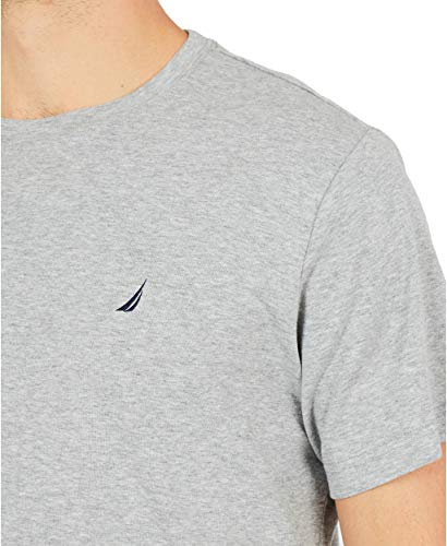 Nautica Men's Short Sleeve Crew Neck Soft Knit Sleep Tee, Grey Heather, Medium