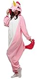XMiniLife Adult Unisex Pink Unicorn Animal Kigurumi Onesies Pajamas Cosplay Birthday Party Wear, Small