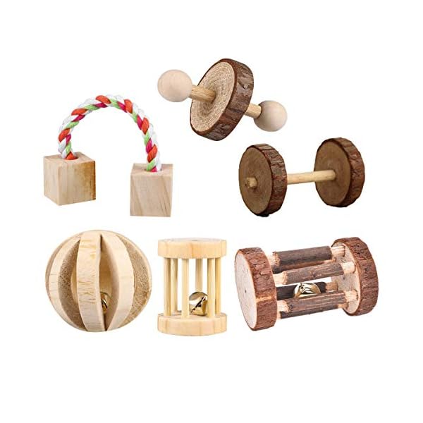 CCCYMM-6-Pcs-Pet-Natural-Wooden-Chew-Toys-Dumbells-Exercise-Bell-Molar-Toy-for-Parrot-Rabbit-Chinchilla-Guinea-Pig-Hamster-Small-Animals CCCYMM 6 Pcs Pet Natural Wooden Chew Toys Dumbells Exercise Bell Molar Toy for Parrot, Rabbit, Chinchilla, Guinea Pig…