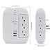 1350-Joule USB Wall Outlet Surge Protector, 6 Grounded Outlets (3 Swivel and 3 Side-Entry), 15A/125V/1875W, 2.4A Dual USB Charging Ports, ETL Listed, White