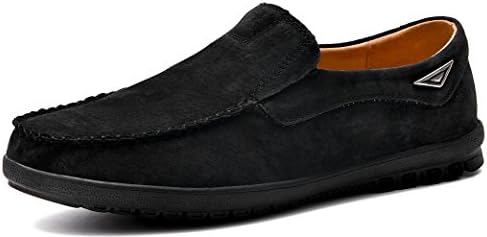 WaltZon Men's Loafers Suede Leather Slip-On Moccasins Driving Shoes