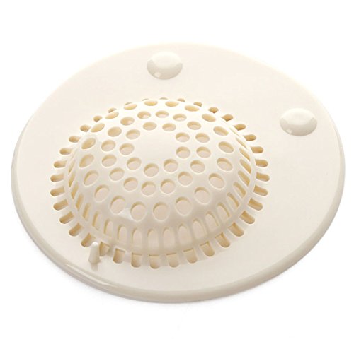 LTCT Hair Stopper Suction Cup Bathroom Hair Filter Sink Strainer White (M)