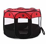 Machao Pet Foldable Exercise Kennel Dogs Cats Rabbits Pigs Indoor/outdoor Removable Tent Playpens Mesh-Red1