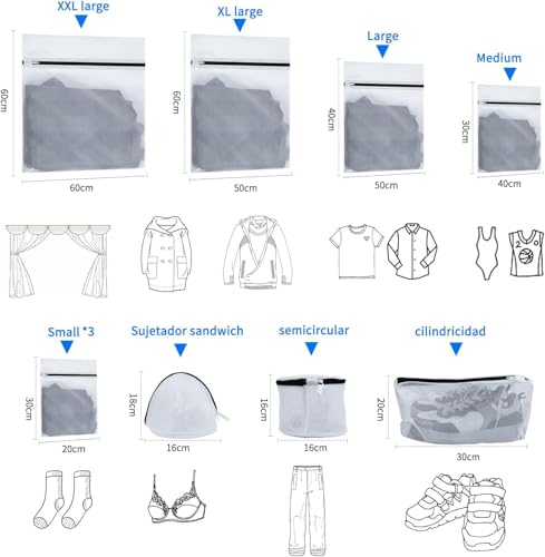 10 PCS Bolsas para Lavar Ropa Delicada,RUISTLI Laundry Bag Clasificación Hay Bolsa Lavanderia Universales,Bolsa de Lavandería de Ropa Interior,Bolsa Lavanderia Cremallera de Gran con Capacidad