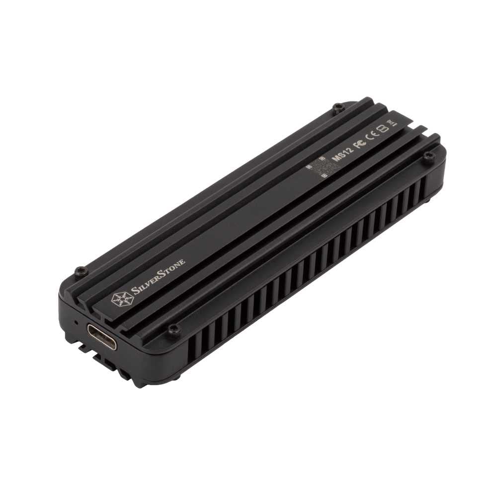 SilverStone Technology SST-MS12-20Gbps SuperSpeed + USB 3.2 Type C to NVMe M.2 SSD Enclosure, Black