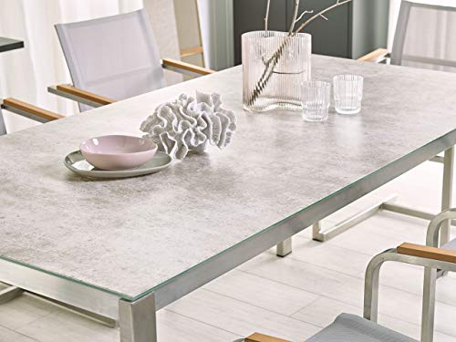 Beliani Gartentisch Sicherheitsglas Keramik beige 180x90 cm Edelstahlgestell Cosoleto – Bild 6