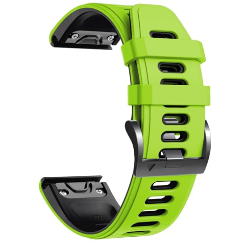 NotoCity for Fenix 5X Strap 26mm Width Soft Silicone Replacement Band Watch Strap for Fenix 5X Plus/Fenix 6X/Fenix 7X/Fenix 6X Pro/Fenix 3/Fenix 3 HR/Descent MK1（green-black