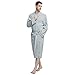 M&M Mymoon Men’s Kimono Robe Long Comfy Bathrobe Cotton Loungewear Spa Cloth Robe (Grey Mel, L/XL)