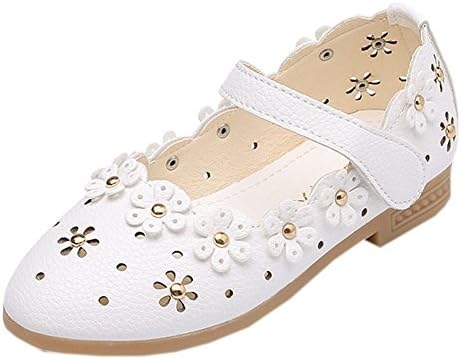 Vokamara Baby Toddler Girls Soft PU Leather Mary Janes Flowers Bow Dress Shoes