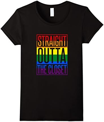 Women's Lesbian Shirts - Gay Shirt - Straight Outta The Closet Medium Black