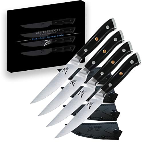 Zelite Infinity Steak Knife Set, Black Steak Knives Set of 4, Steak