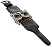 Regetta Jewelry Leather Cuff Bracelet with Crystal Owl Charm, Adjustable Wristband with Metal Alloy Buckle
